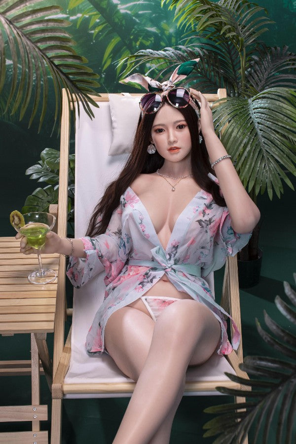 5 FT Tropical Rainforest Style Full Body Silicone Realistic Sex Doll with Natural Color lounging in white lingerie